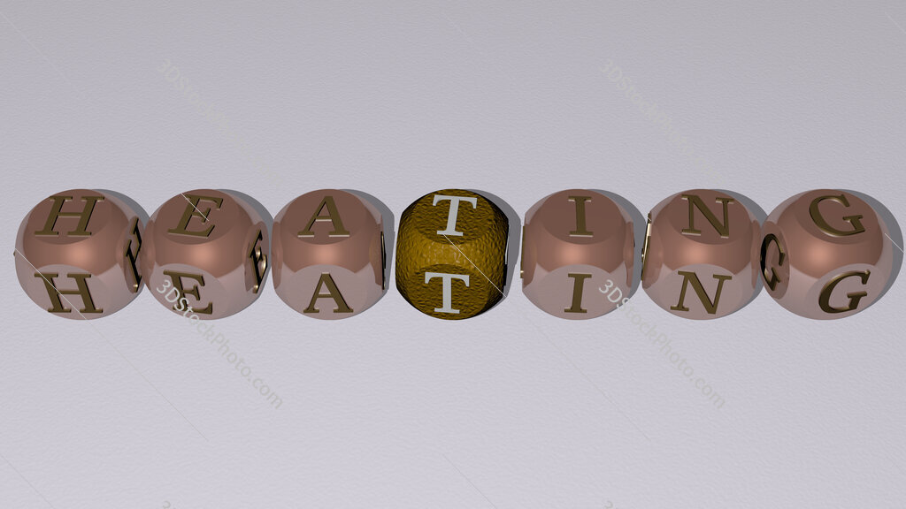 heating text by cubic dice letters