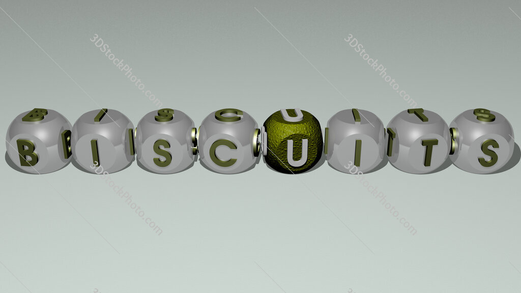 biscuits text by cubic dice letters