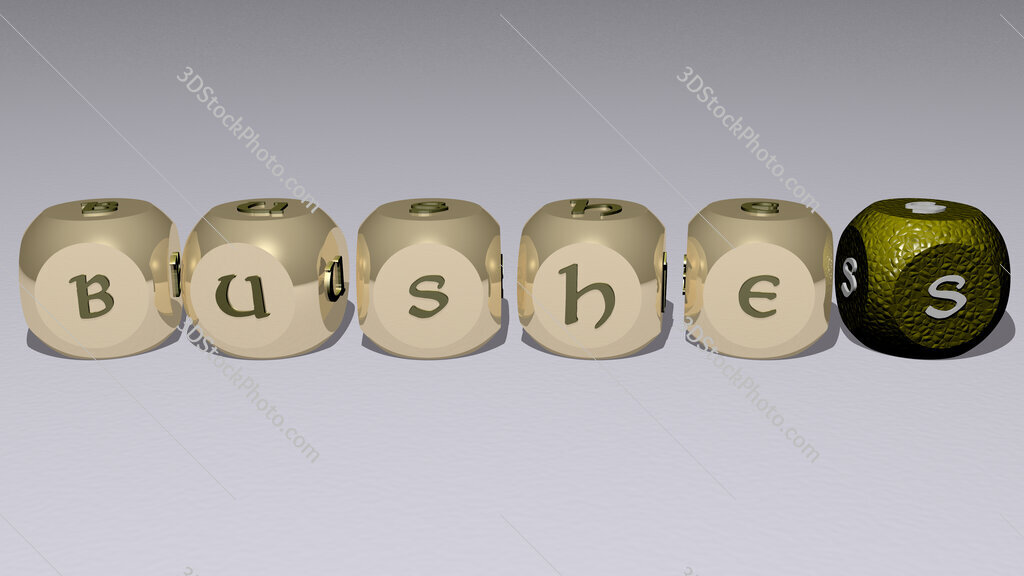 bushes text by cubic dice letters