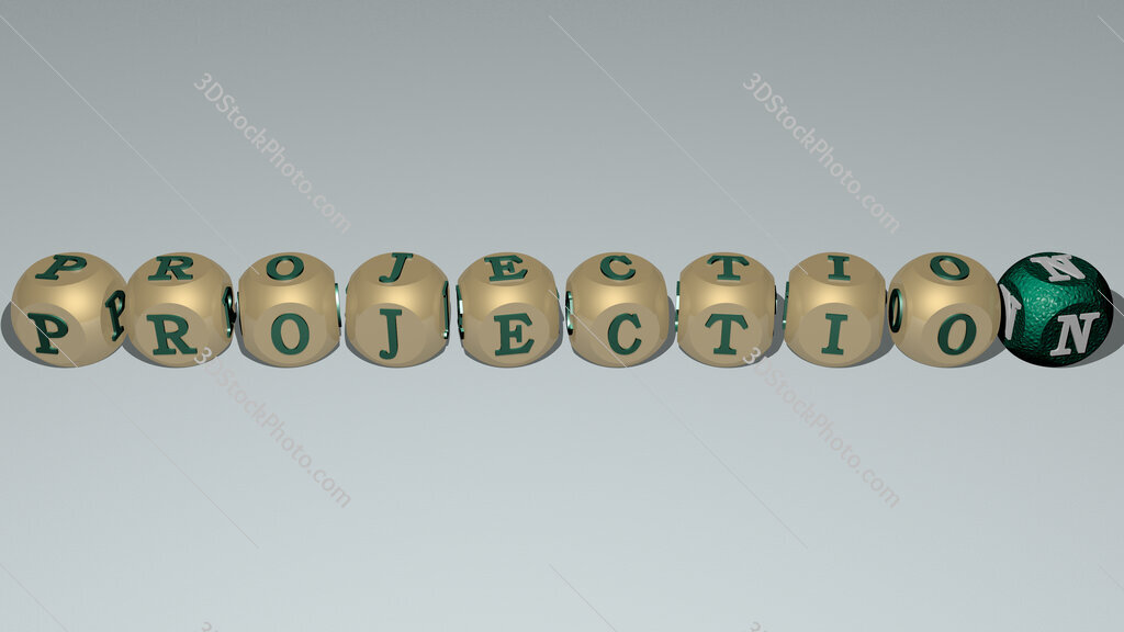 projection text by cubic dice letters