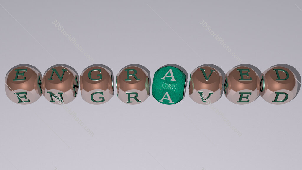 engraved text by cubic dice letters