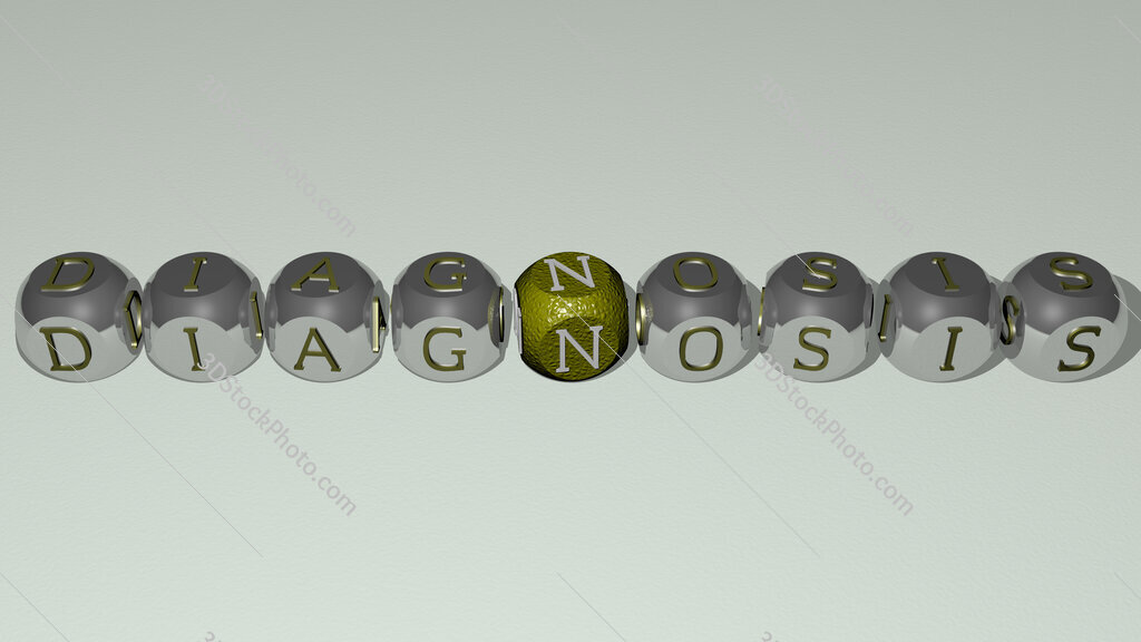 diagnosis text by cubic dice letters