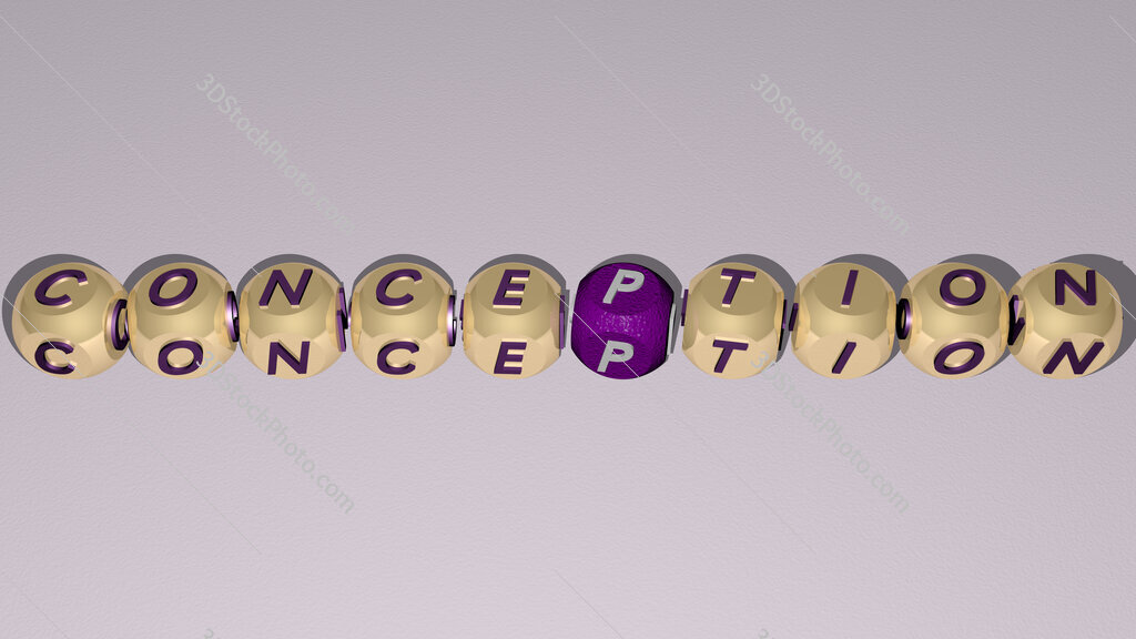 conception text by cubic dice letters