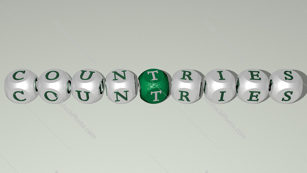 countries text by cubic dice letters