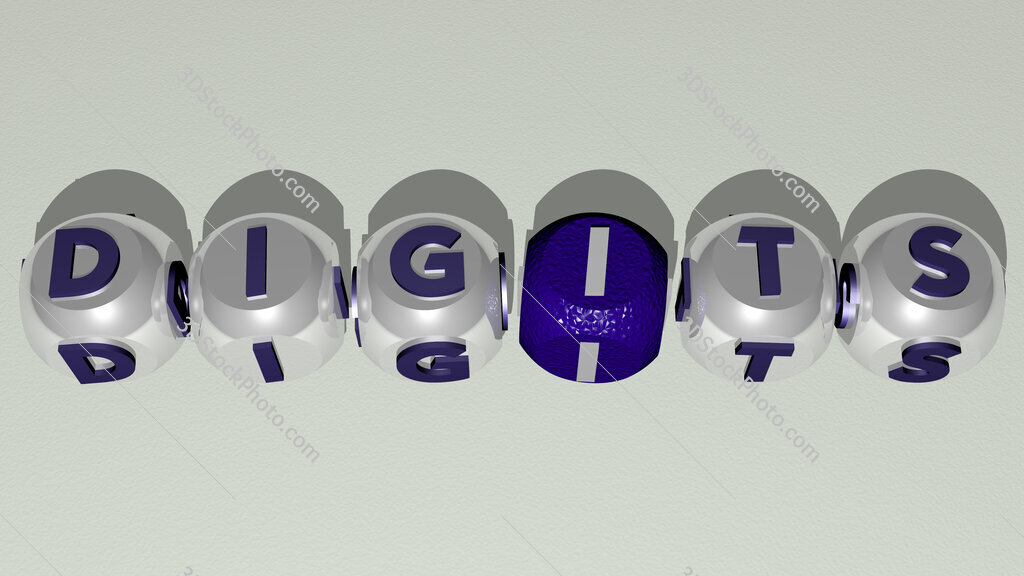 digits text by cubic dice letters