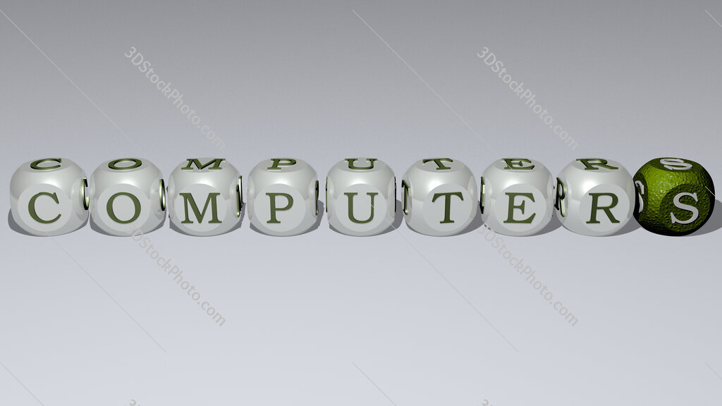 computers text by cubic dice letters