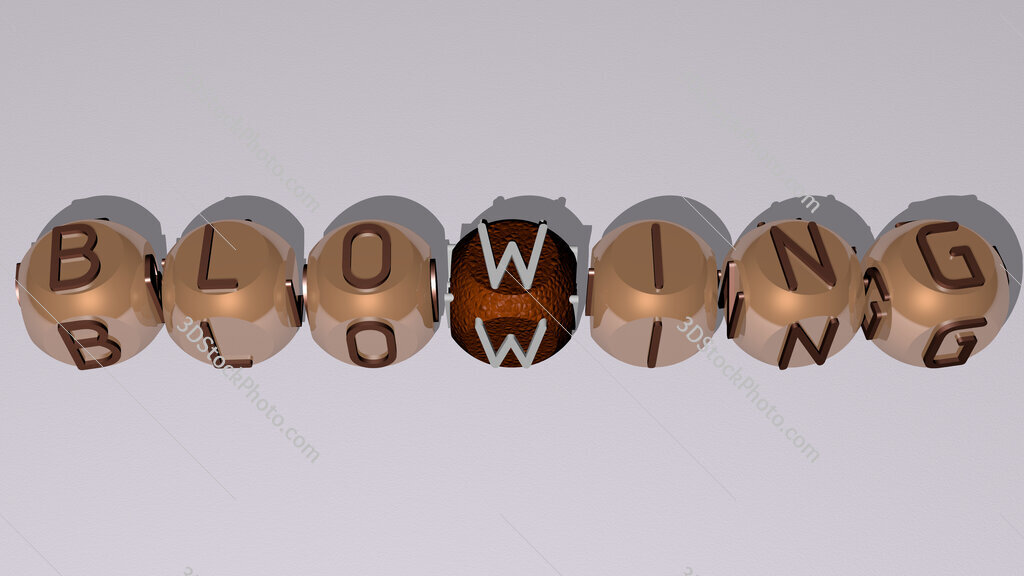 blowing text by cubic dice letters