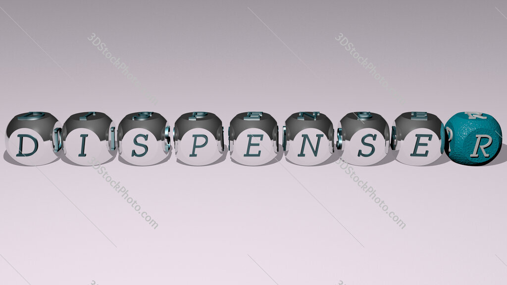 dispenser text by cubic dice letters