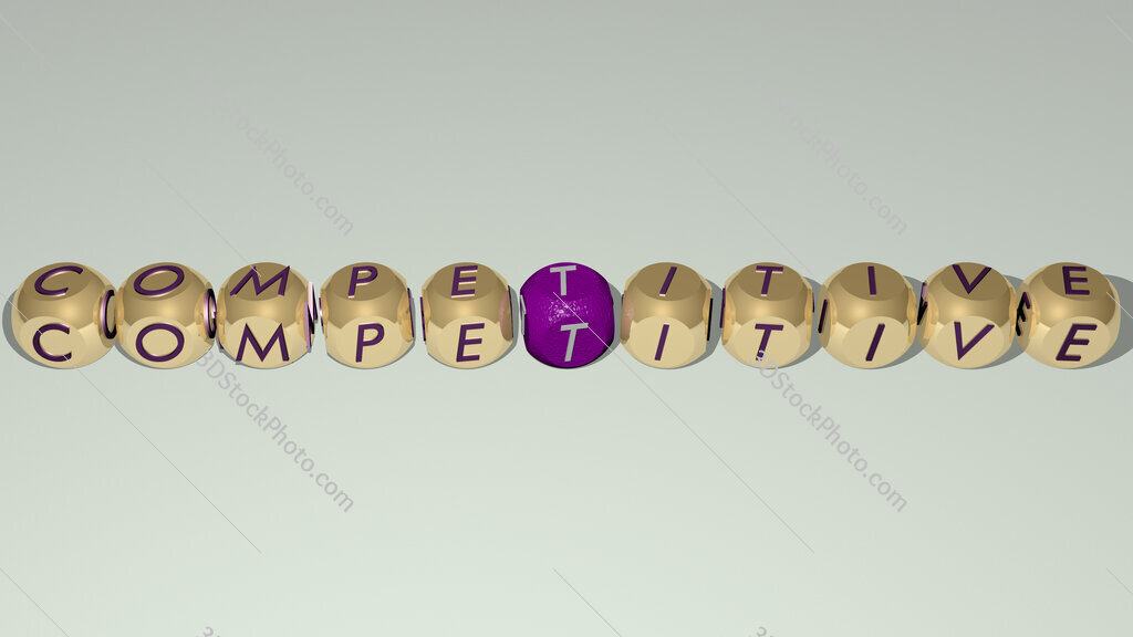 competitive text by cubic dice letters