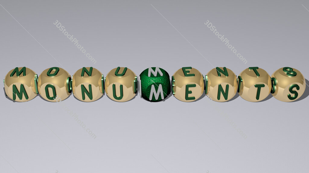 monuments text by cubic dice letters