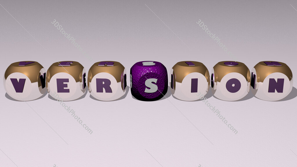 version text by cubic dice letters