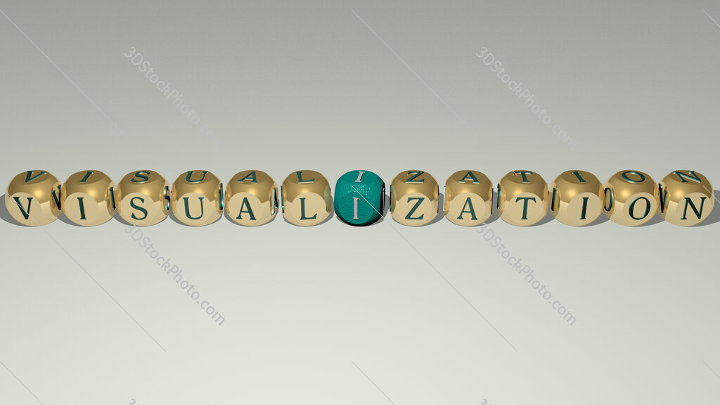 visualization text by cubic dice letters