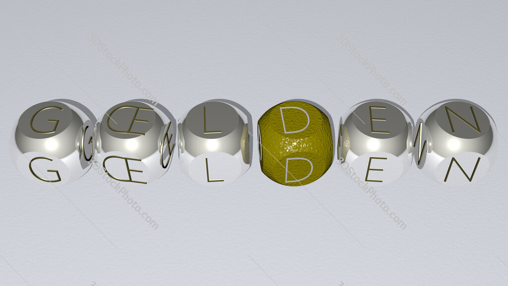 golden text by cubic dice letters