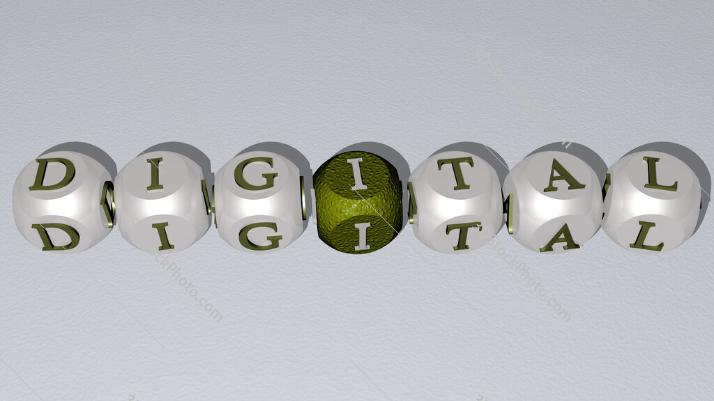 digital text by cubic dice letters