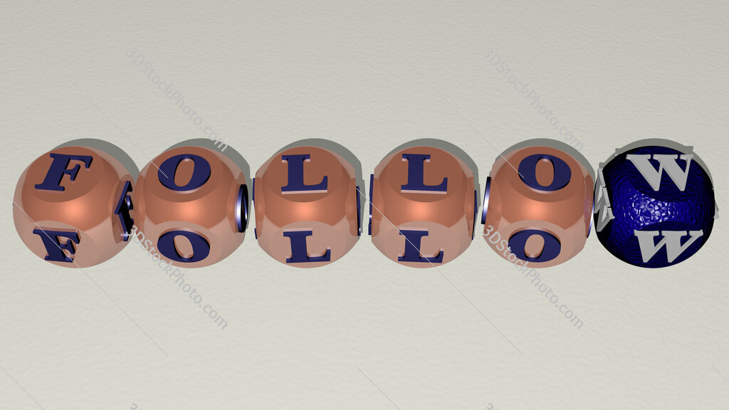 follow text by cubic dice letters