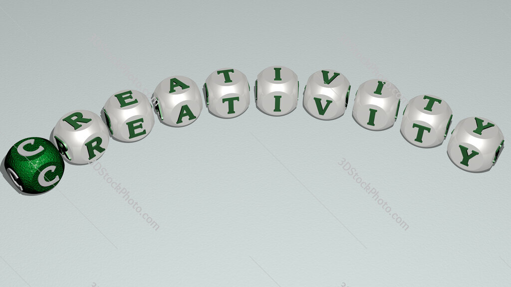 Creativity curved text of cubic dice letters