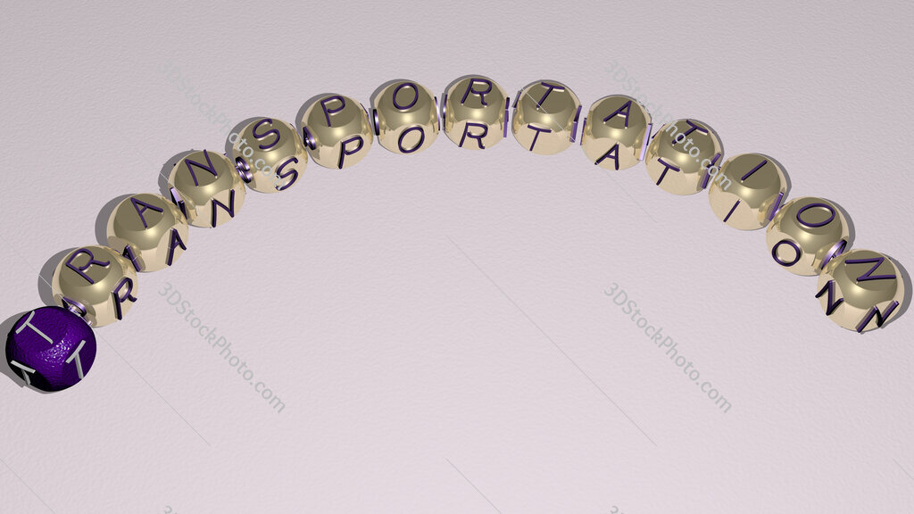 Transportation curved text of cubic dice letters