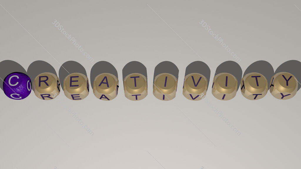 Creativity text by cubic dice letters
