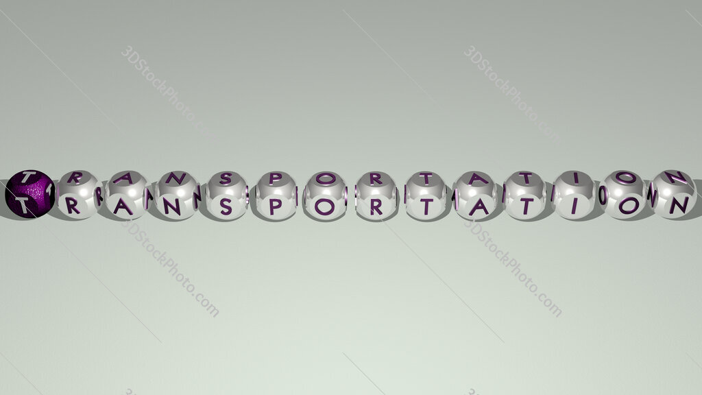 Transportation text by cubic dice letters
