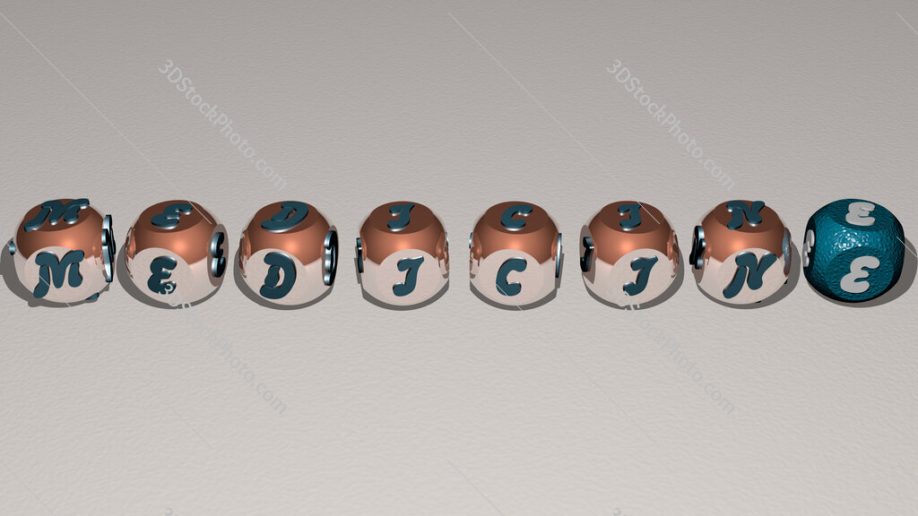 Medicine text by cubic dice letters