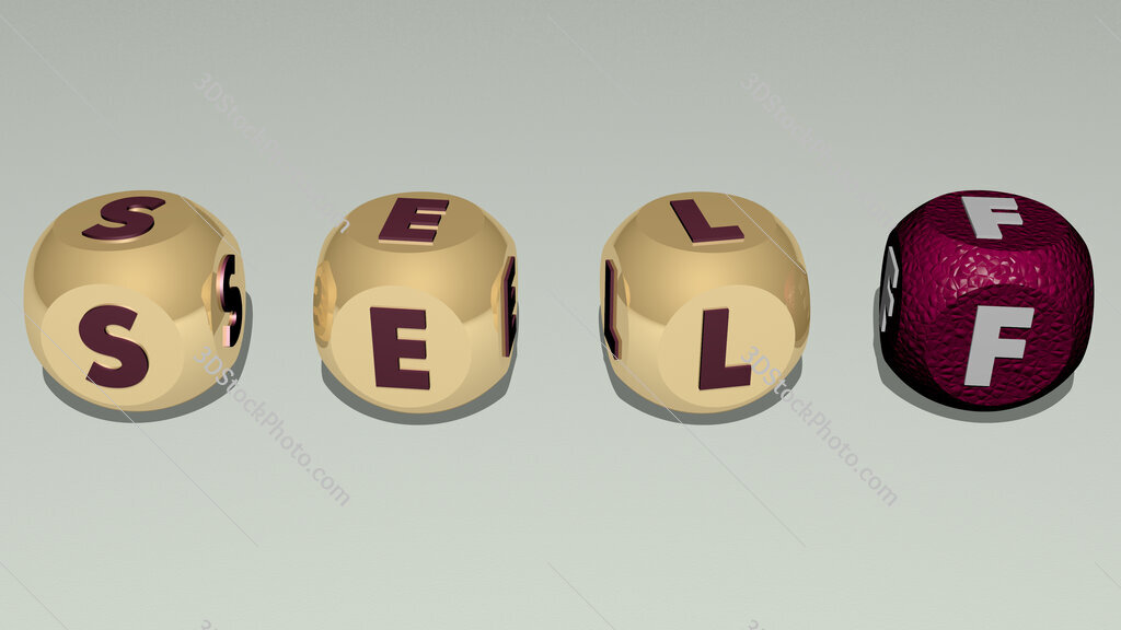 Self text by cubic dice letters