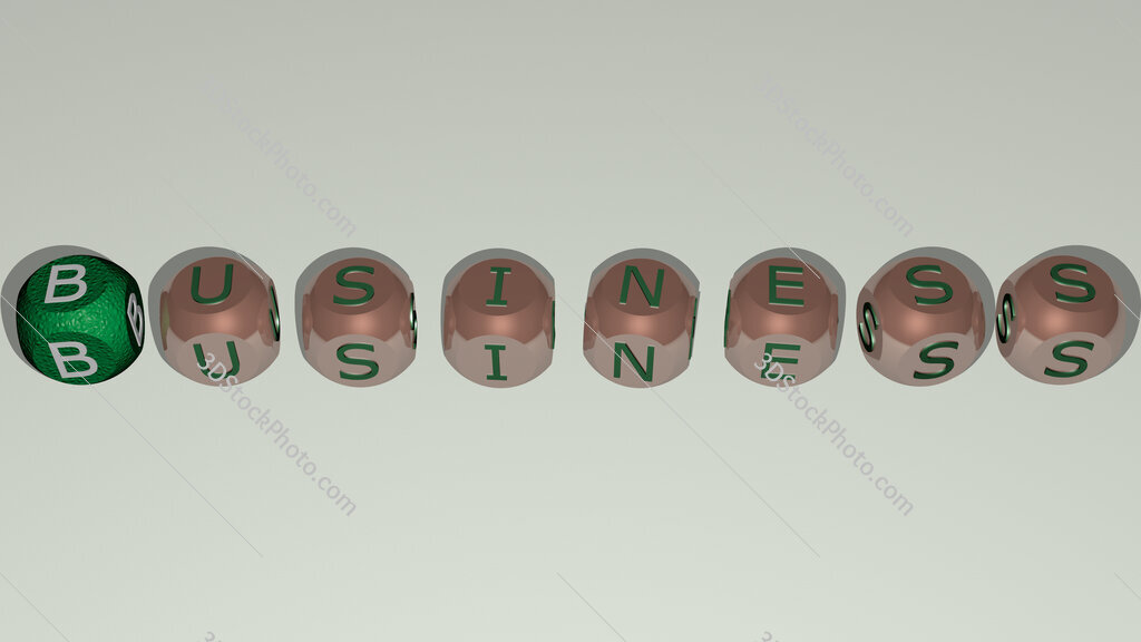 Business text by cubic dice letters