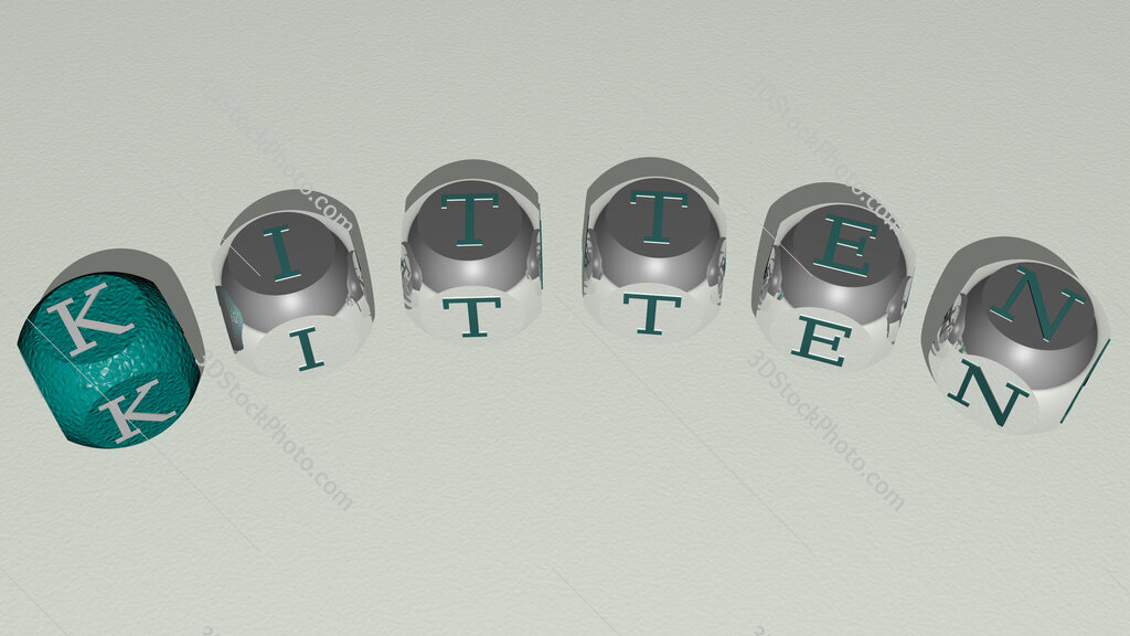 kitten curved text of cubic dice letters