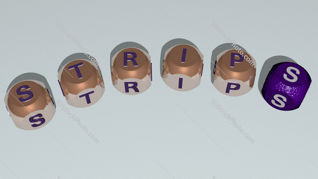strips curved text of cubic dice letters