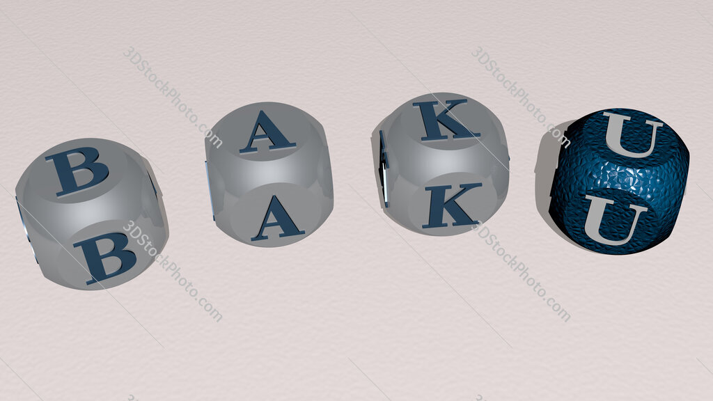 baku curved text of cubic dice letters