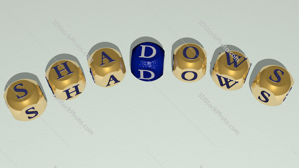 shadows curved text of cubic dice letters