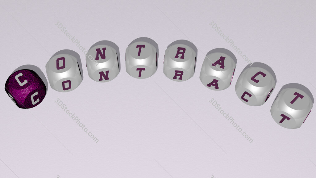 contract curved text of cubic dice letters