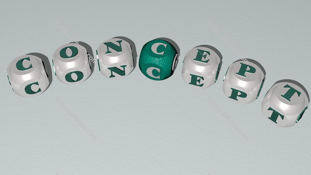 concept curved text of cubic dice letters