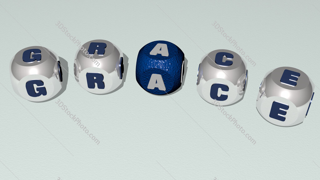 grace curved text of cubic dice letters