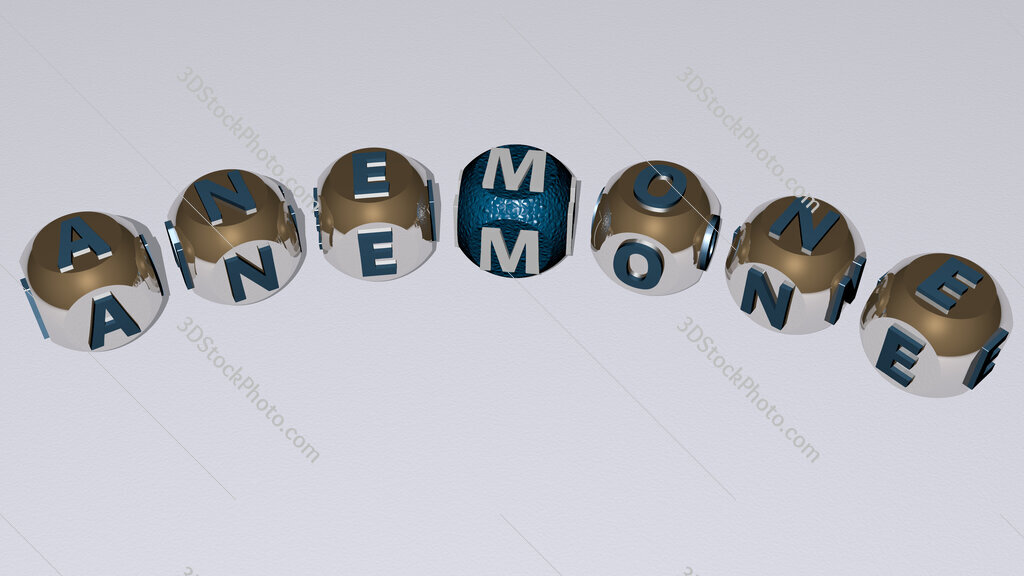 anemone curved text of cubic dice letters