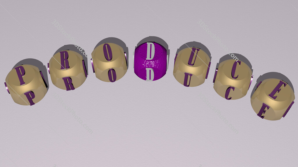 produce curved text of cubic dice letters