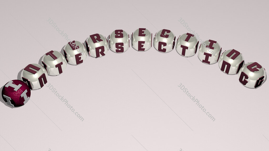 intersecting curved text of cubic dice letters