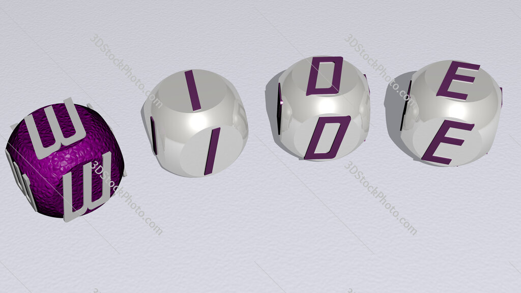 wide curved text of cubic dice letters