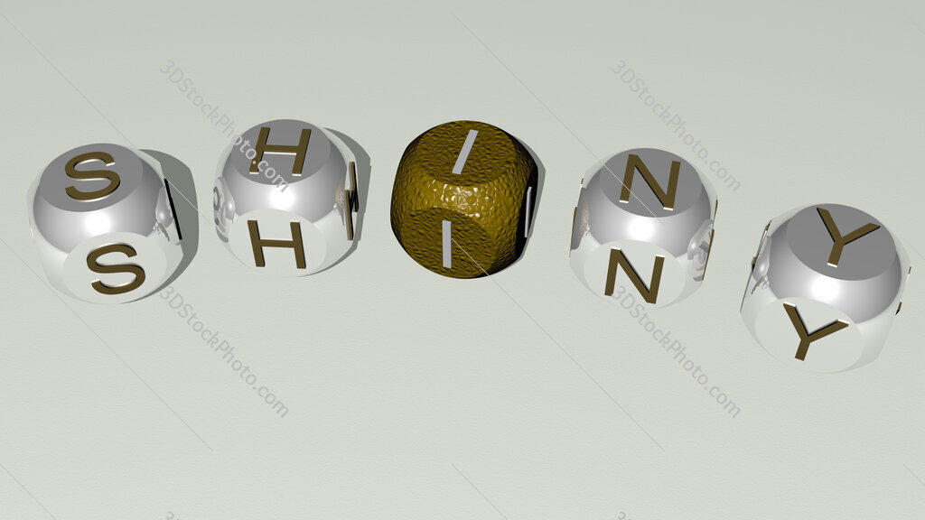 shiny curved text of cubic dice letters
