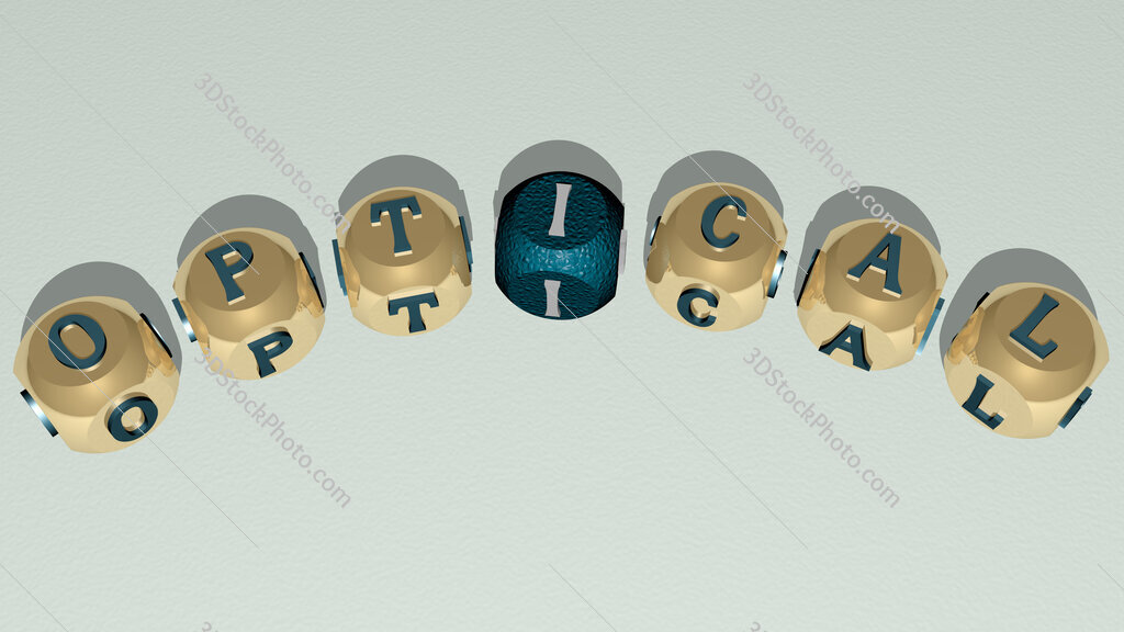 optical curved text of cubic dice letters