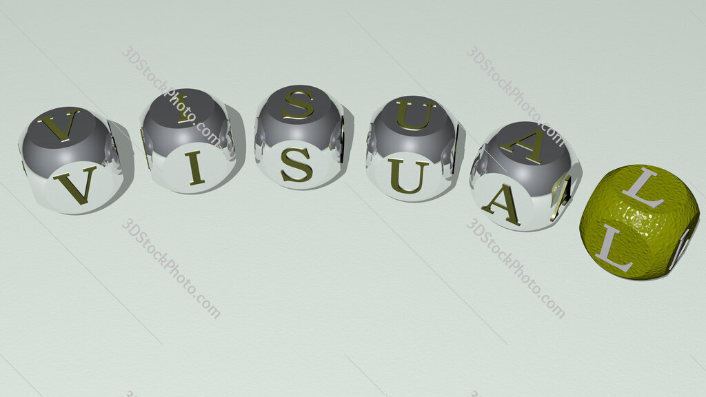 visual curved text of cubic dice letters