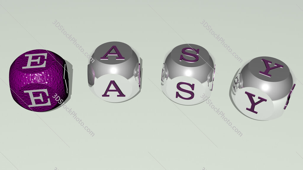 easy curved text of cubic dice letters