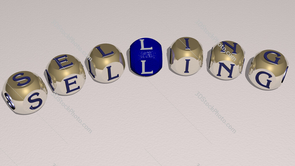 selling curved text of cubic dice letters