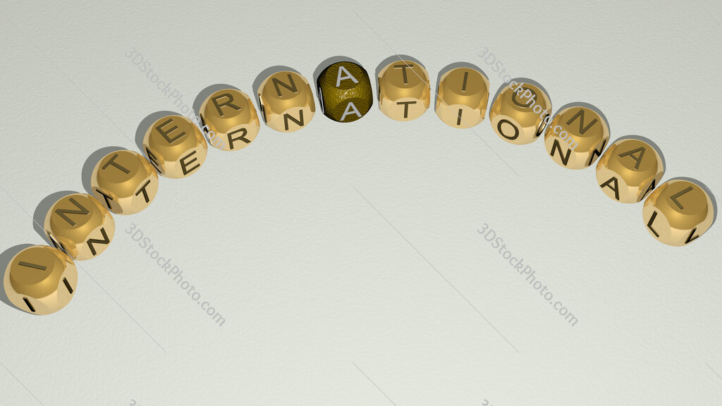 international curved text of cubic dice letters