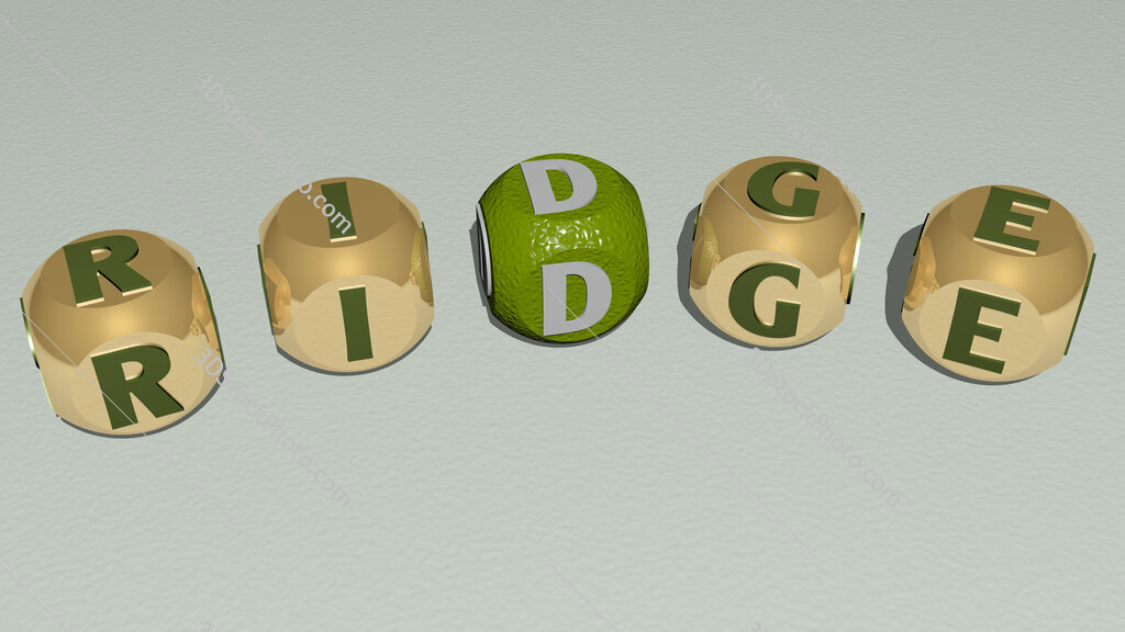 ridge curved text of cubic dice letters