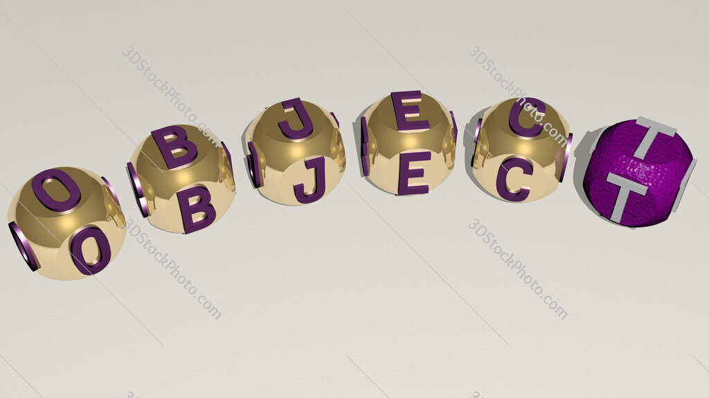 object curved text of cubic dice letters
