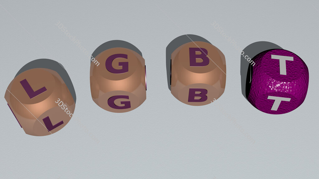 lgbt curved text of cubic dice letters
