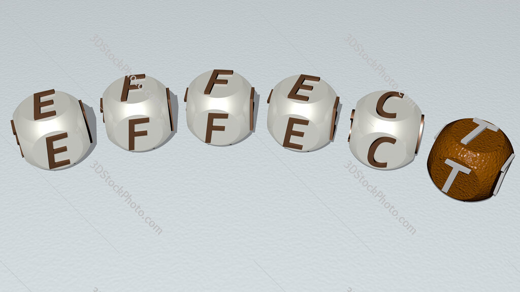 effect curved text of cubic dice letters
