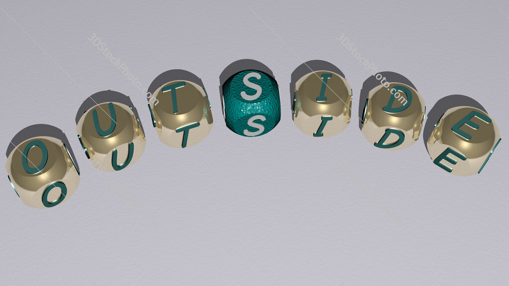 outside curved text of cubic dice letters