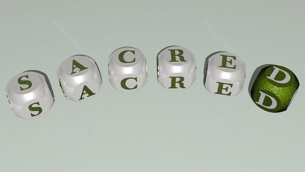 sacred curved text of cubic dice letters