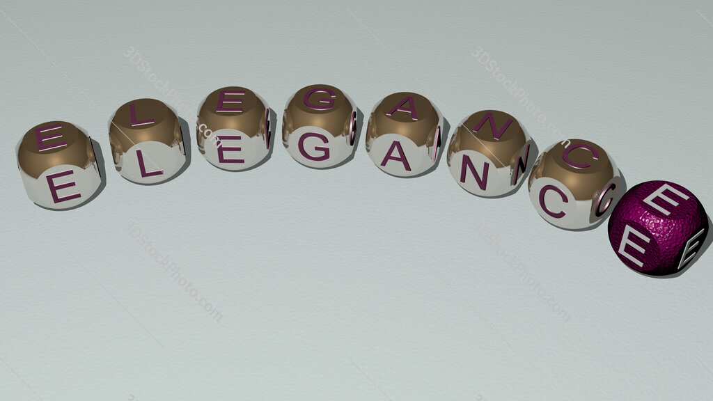 elegance curved text of cubic dice letters